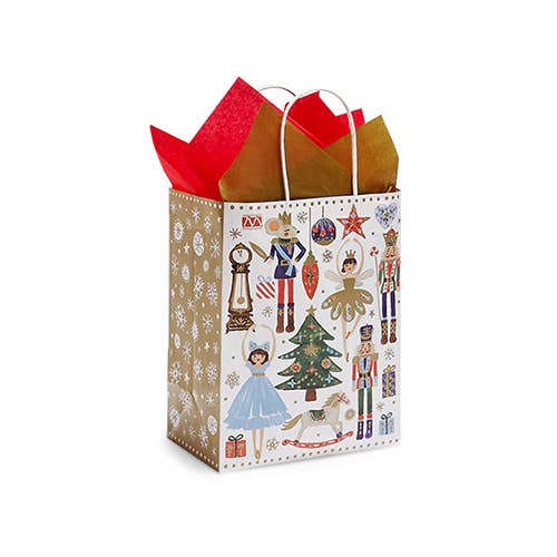 Nutcracker Dance Paper Christmas Gift Bags: 25 Pack / Cub 8x4.75x10"