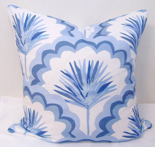 Limited Edition Lace Fronds Blue/Grey Pillow Cover Welt