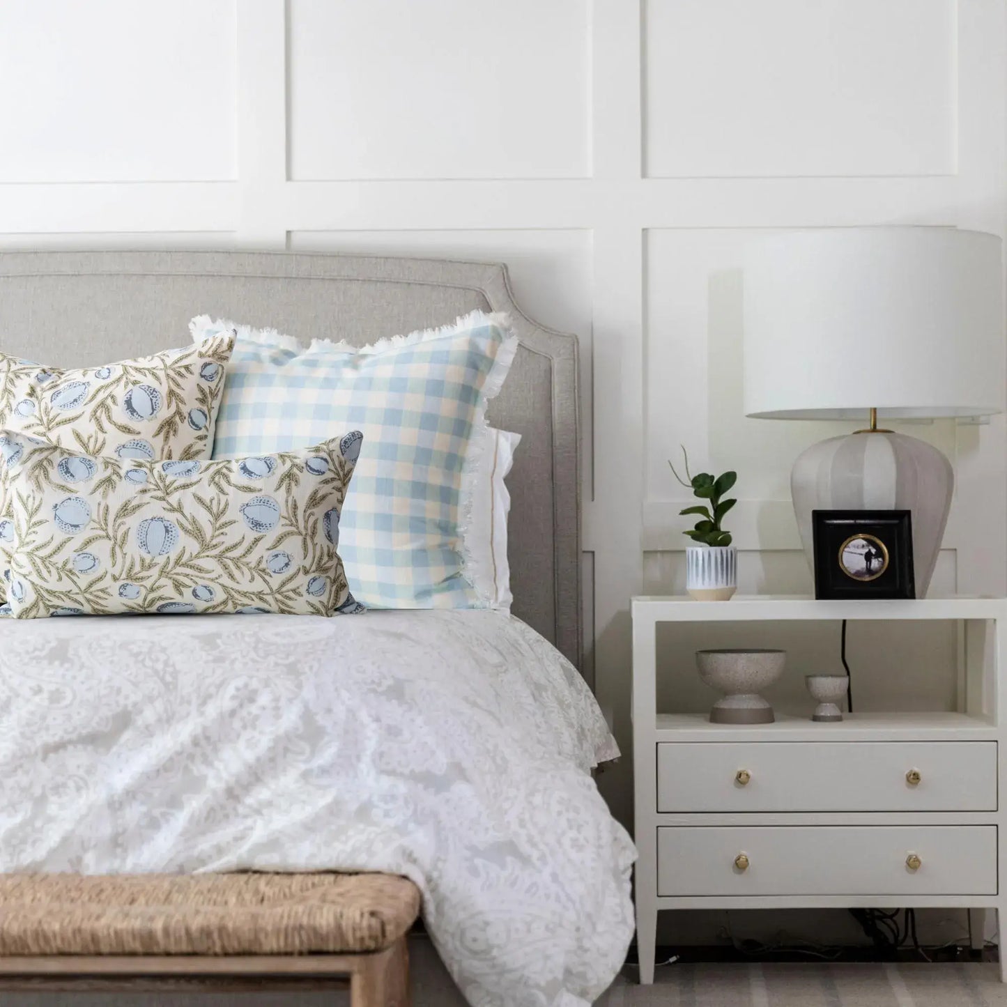 Alisa Blue Block Print Pillow Cover: Lumbar