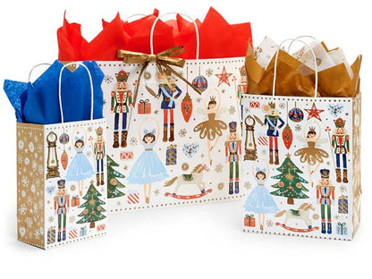 Nutcracker Dance Paper Christmas Gift Bags: 25 Pack / Cub 8x4.75x10"
