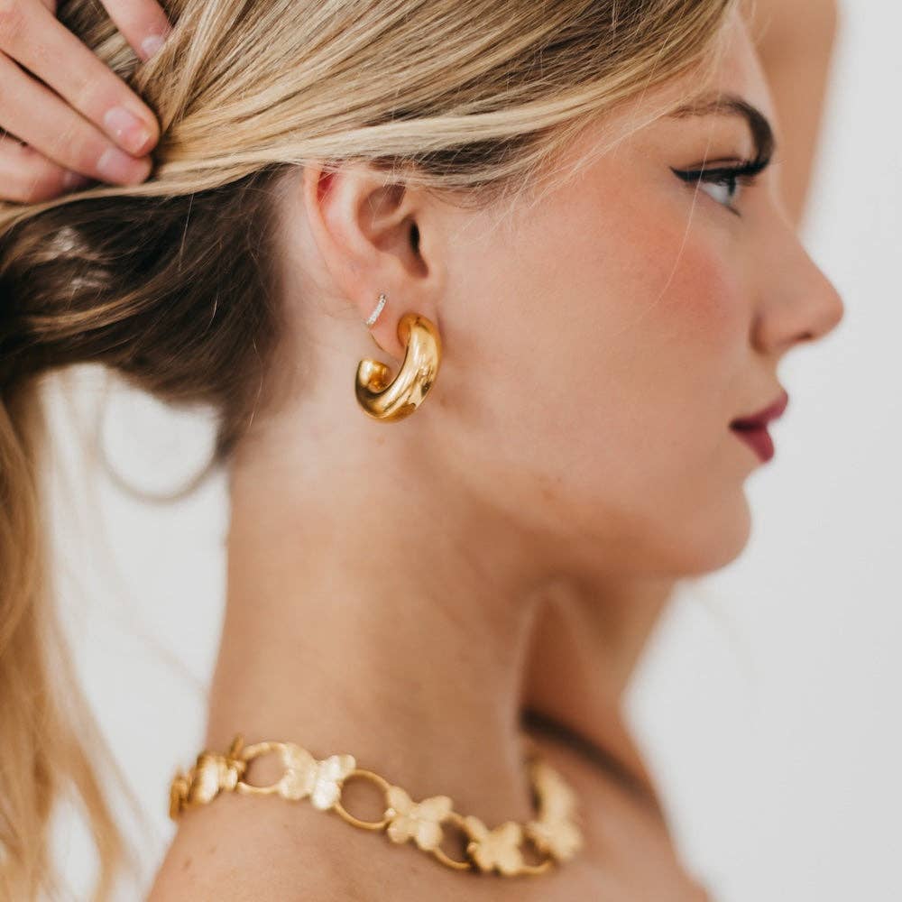 Caroline Reversible Hoop Earrings - WATERPROOF: Gold