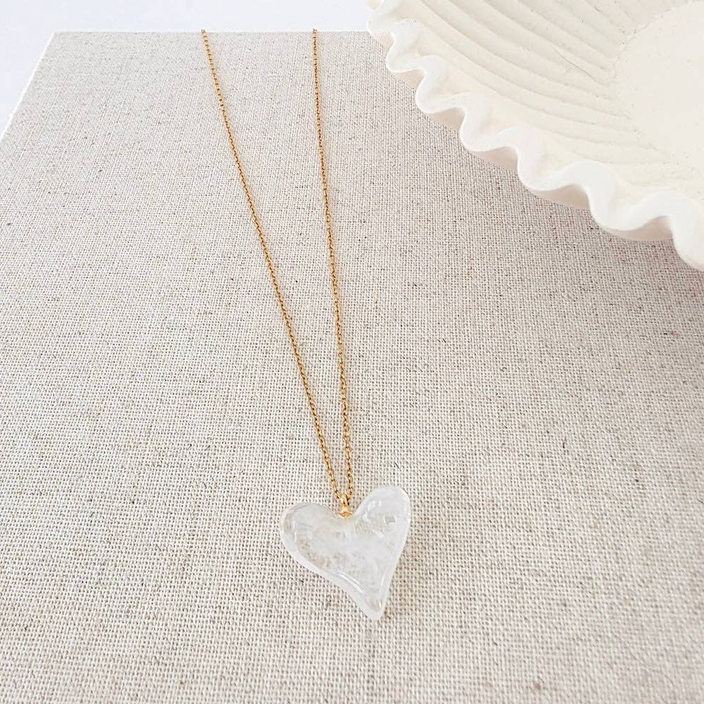 Jan Resin Heart Necklace - WATERPROOF: Crystal