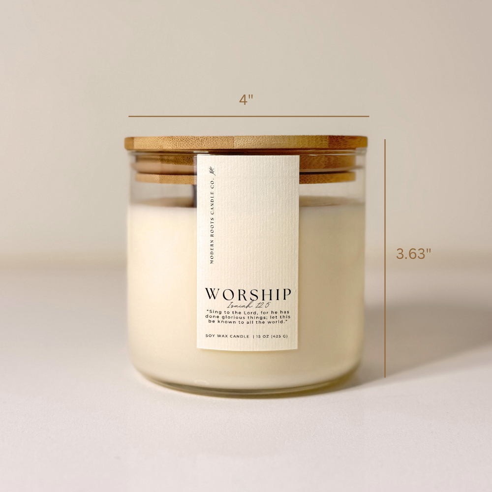 Worship | Gardenia & Tuberose | 15 oz. Clear Jar Soy Candle: No Lid