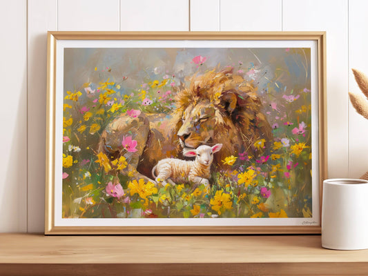 The Lion and the Lamb | Fine Art Print: Hand Embellished / 16"x20"
