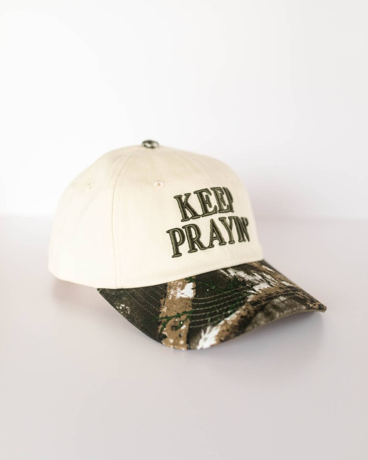 Keep Prayin' Baseball Hat - Camo & Army Green