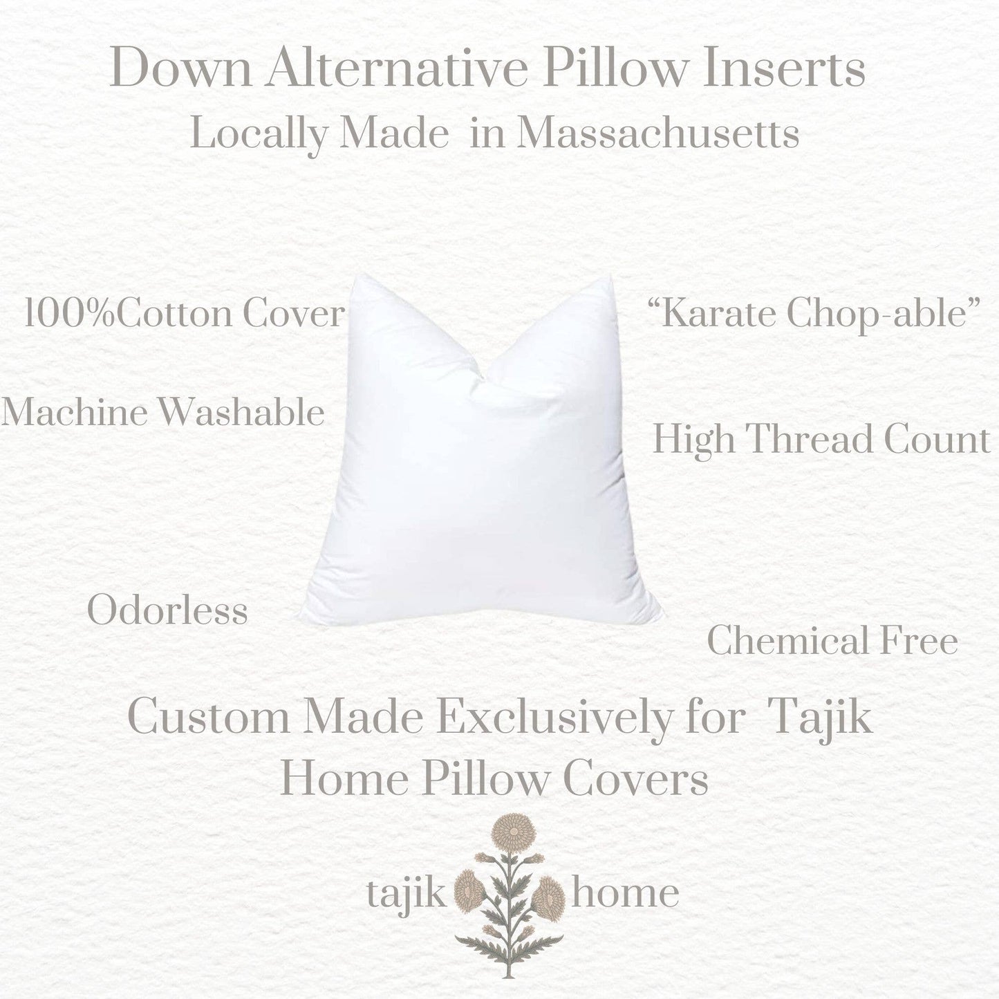Down Alternative Pillow Inserts - Made in Massachusetts: Plush poly fill made in the usa / 22x22