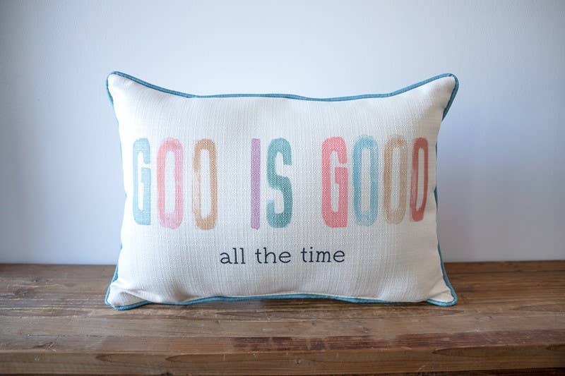 God Is Good Happy Tones Piped Pillow