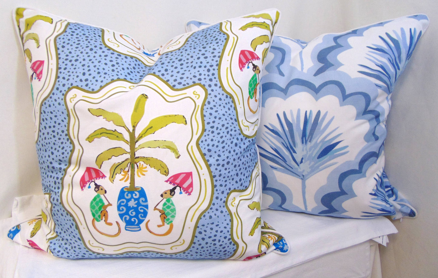Limited Edition Lace Fronds Blue/Grey Pillow Cover Welt