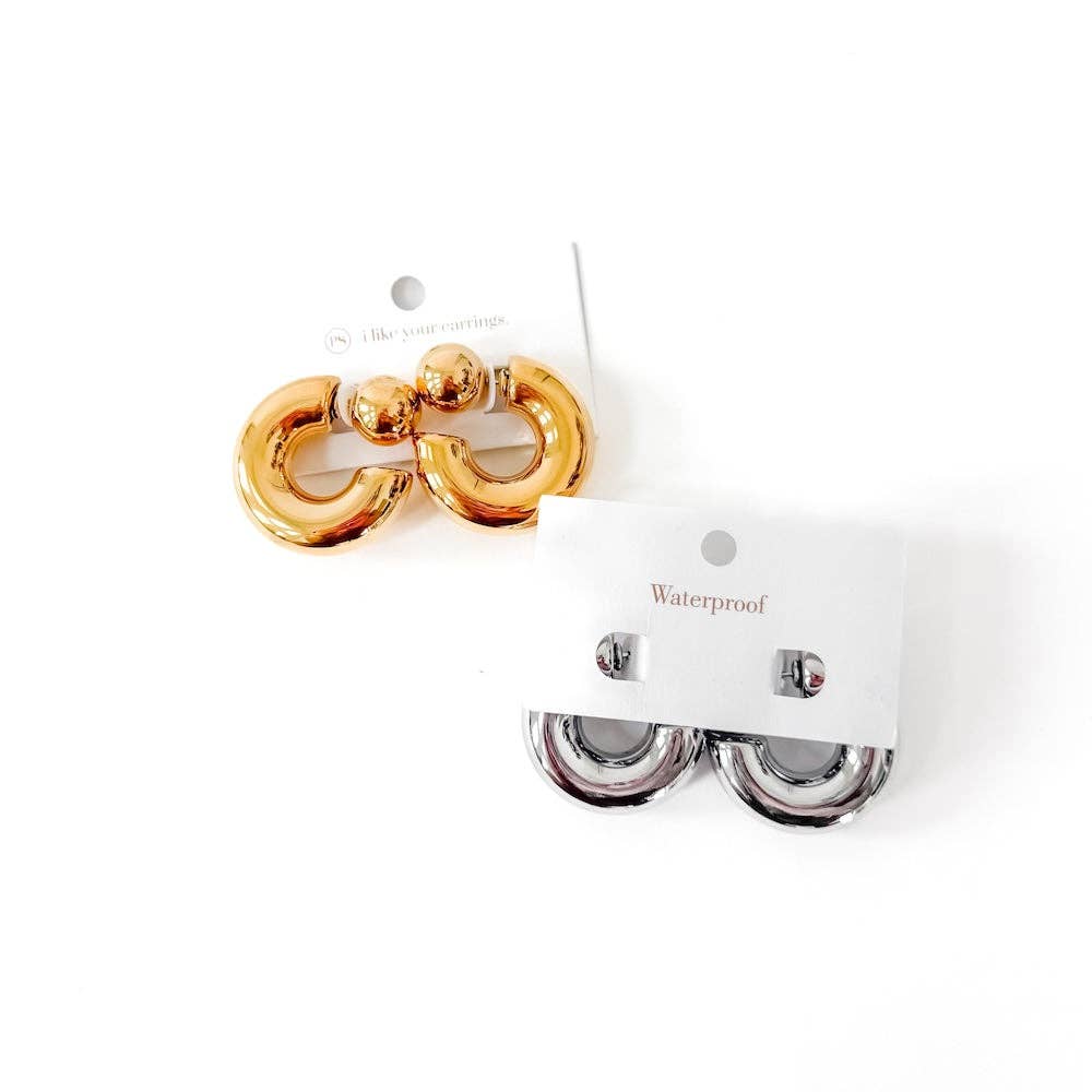 Caroline Reversible Hoop Earrings - WATERPROOF: Gold
