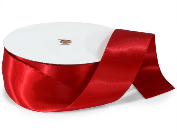 Double Face Satin Gift Packaging Ribbon: Red Double / 1 Pack / 1-1/2"x50 yards