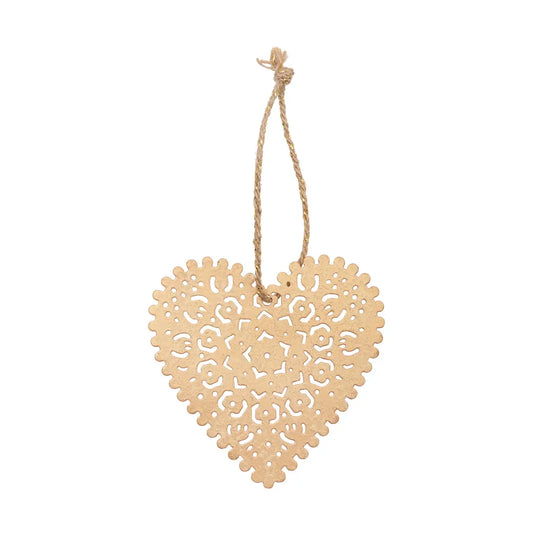 Christmas Gold Heart Metal Ornament