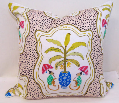 Limited Edition Monkey and Bananas Oat Pillow Cover w/ Welt