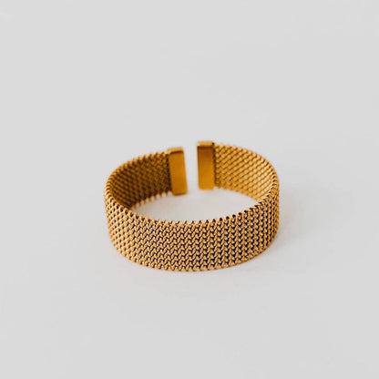 Braided Mesh Cuff Bracelet - WATERPROOF: Gold