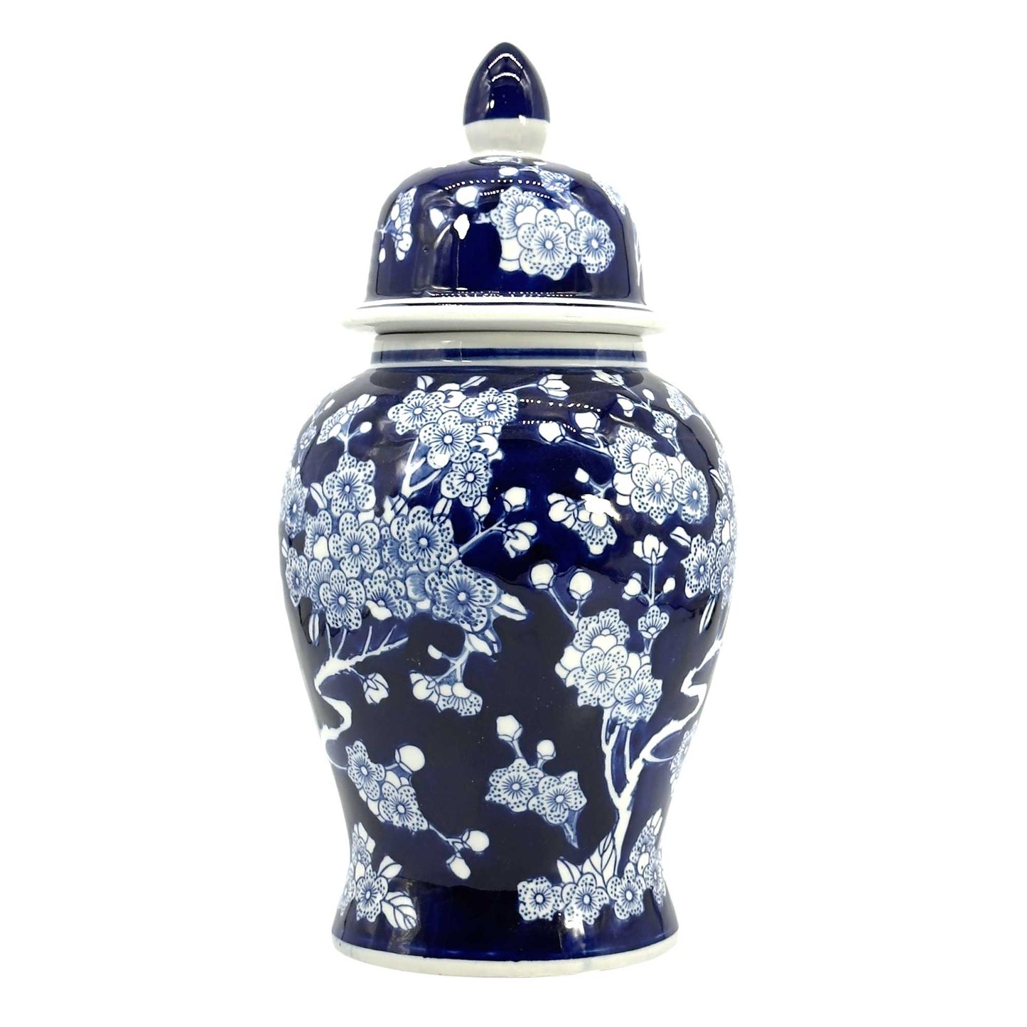 Classic Urn Shape Chinoiserie Ginger Jar 14" : White & Green