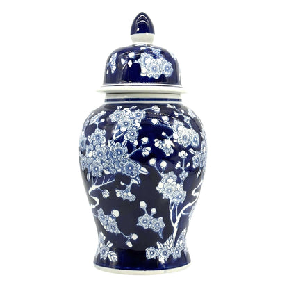 Classic Urn Shape Chinoiserie Ginger Jar 14" : White & Green