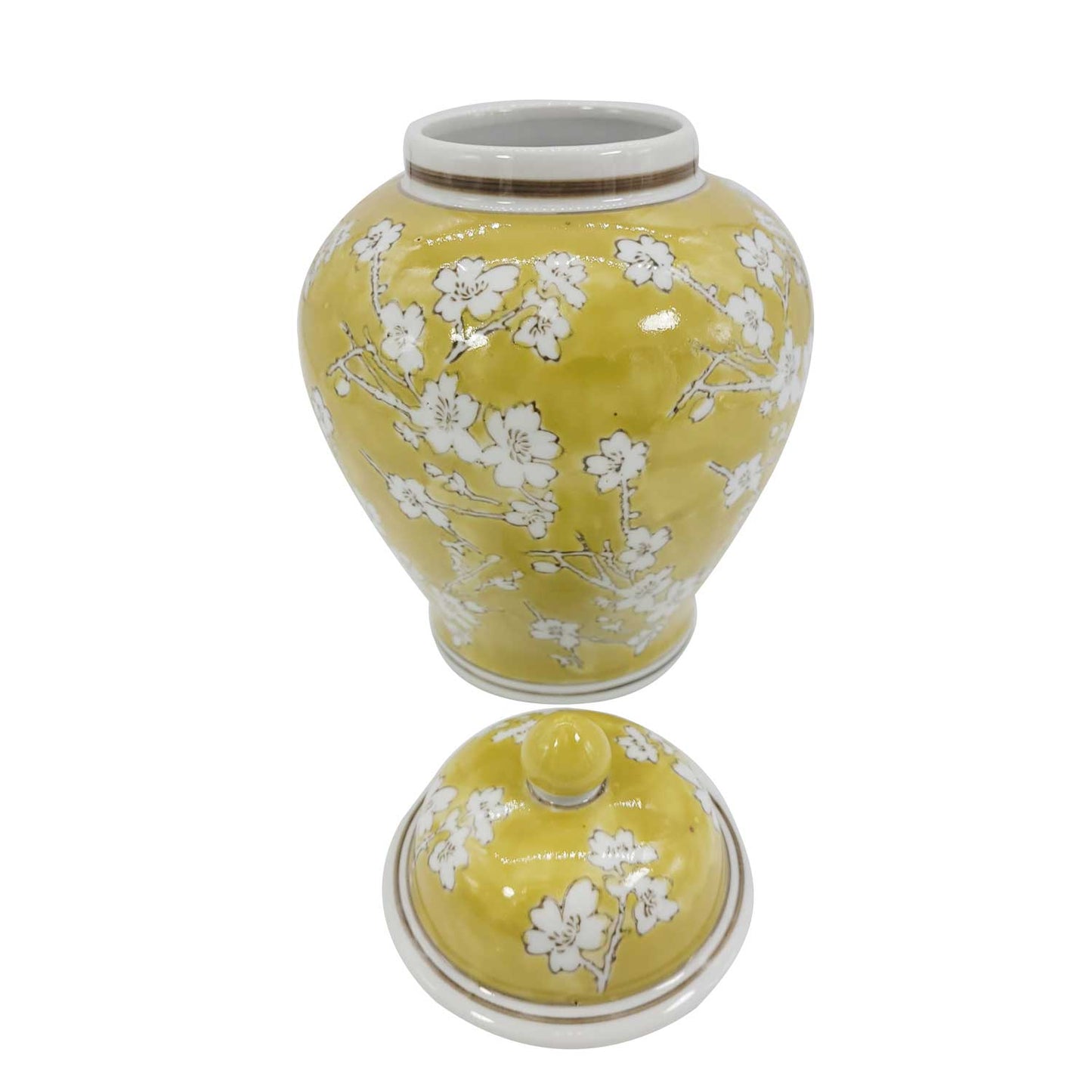 Floral Chinoiserie Ceramic Ginger Jar 12": Classic Blue & White