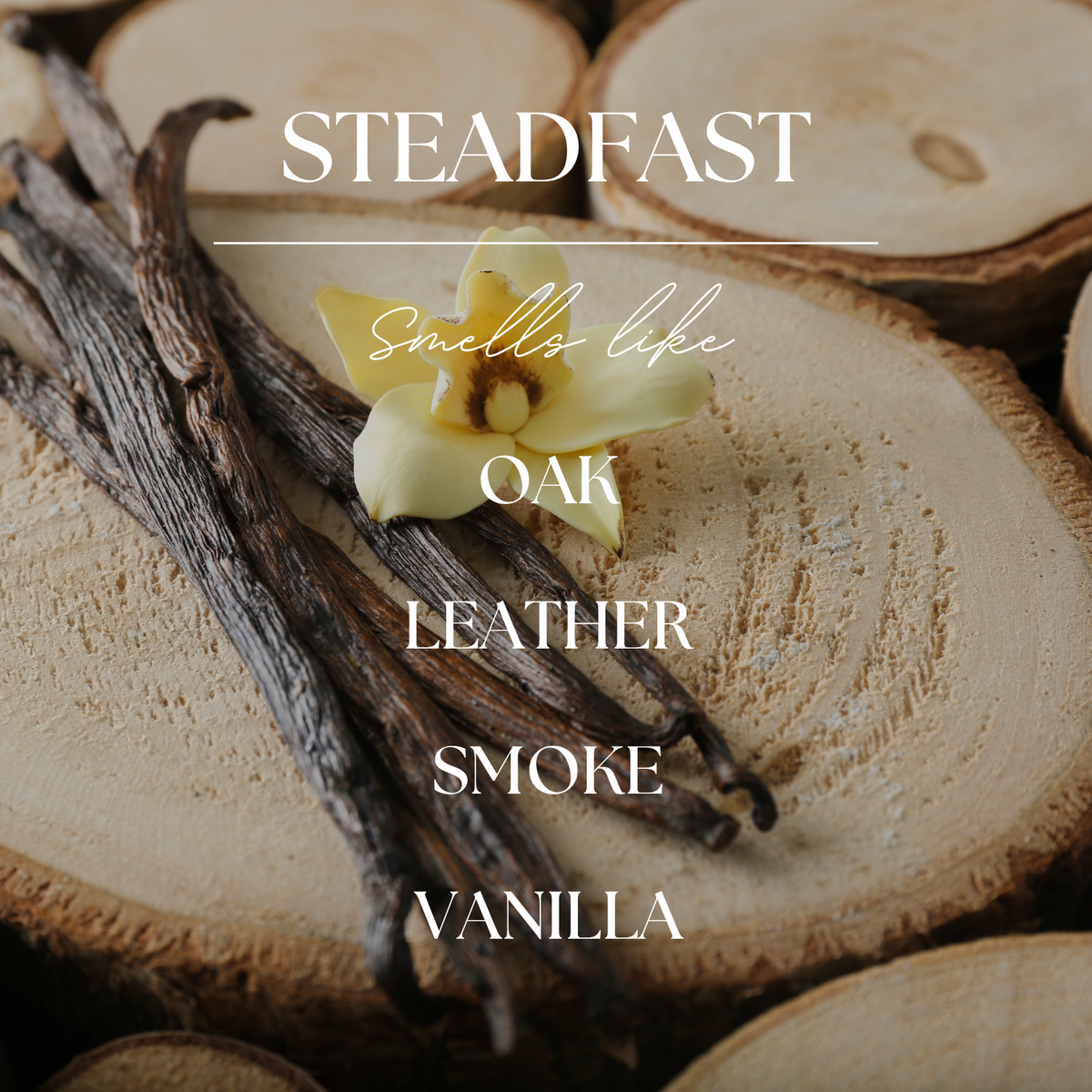 Steadfast | White Oak & Vanilla | 9oz. Clear Jar Soy Candle: Natural Wood Lid