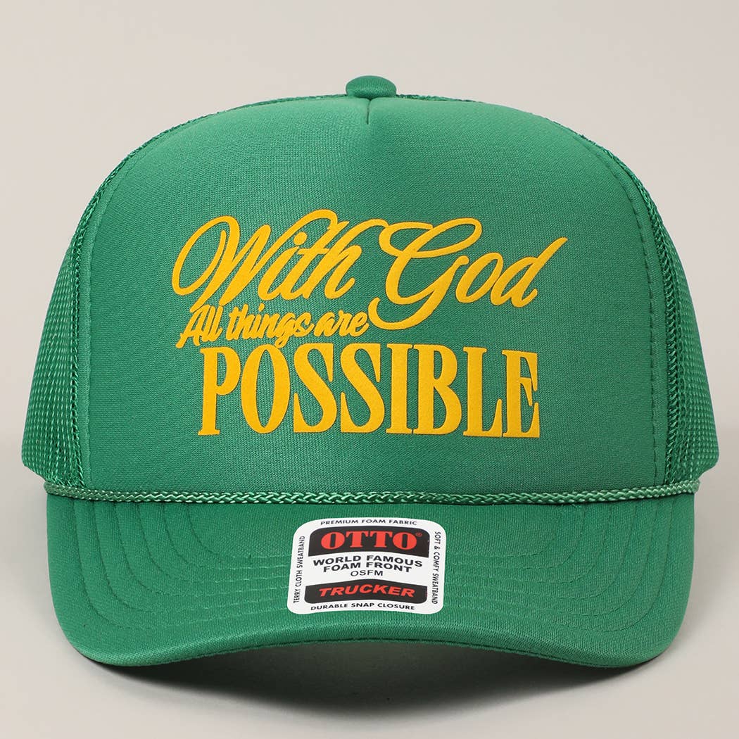 With God All Possible Mesh Back Foam Trucker: TAN / One Size