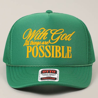 With God All Possible Mesh Back Foam Trucker: TAN / One Size