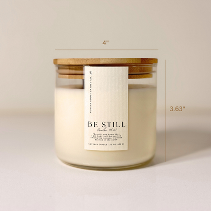 Be Still | Lavender & Sage | 15 oz. Clear Jar Soy Candle: No Lid