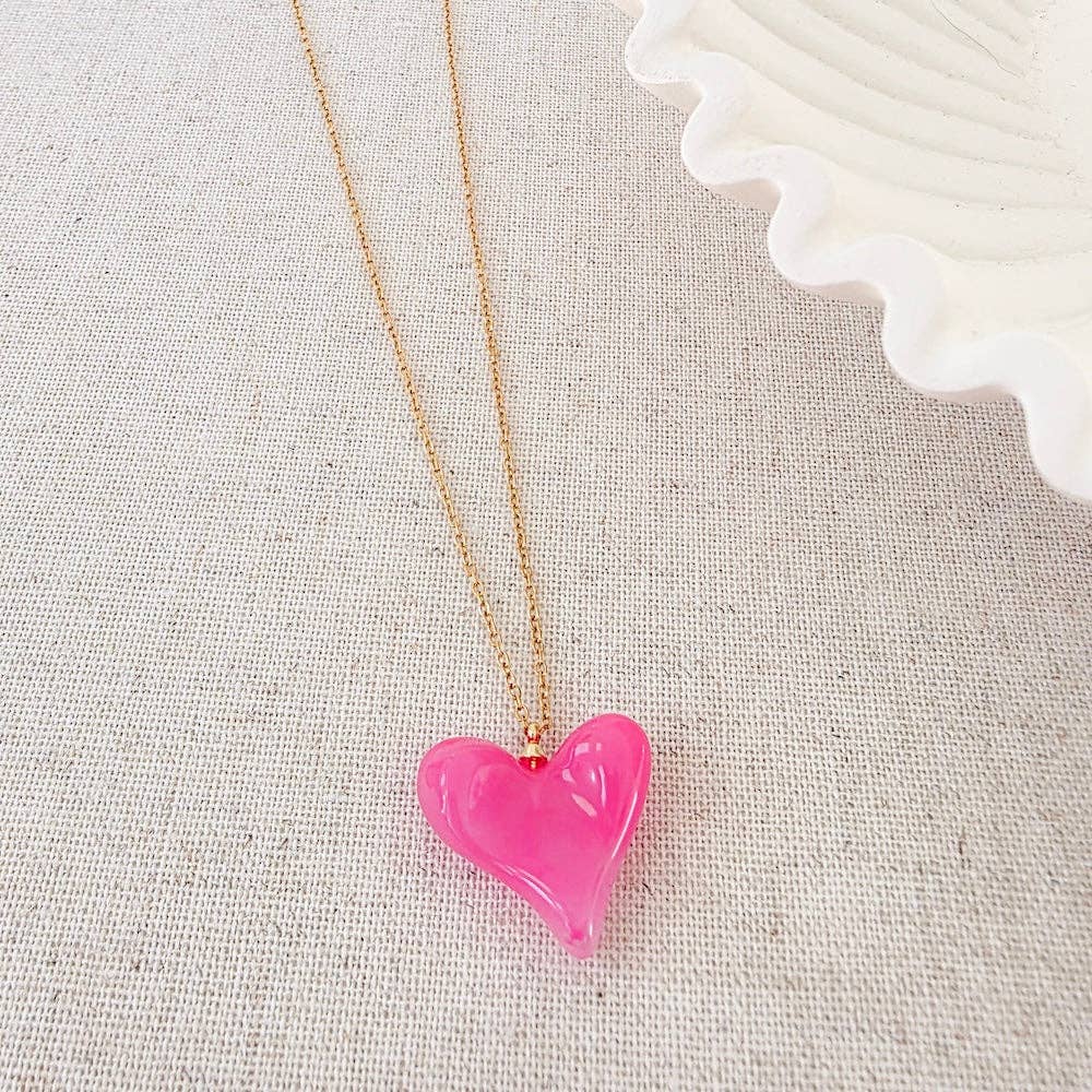 Jan Resin Heart Necklace - WATERPROOF: Crystal