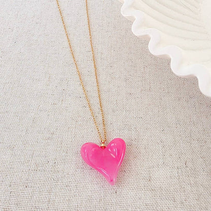 Jan Resin Heart Necklace - WATERPROOF: Crystal