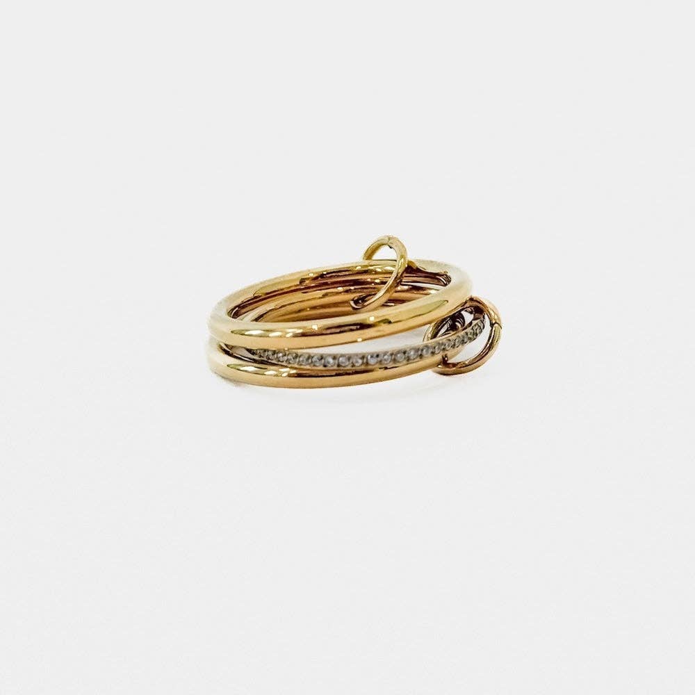 Layered In Diamonds Ring - WATERPROOF: Gold/Silver / Size 8