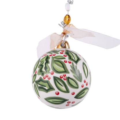 Merry Christmas Holly Ornament