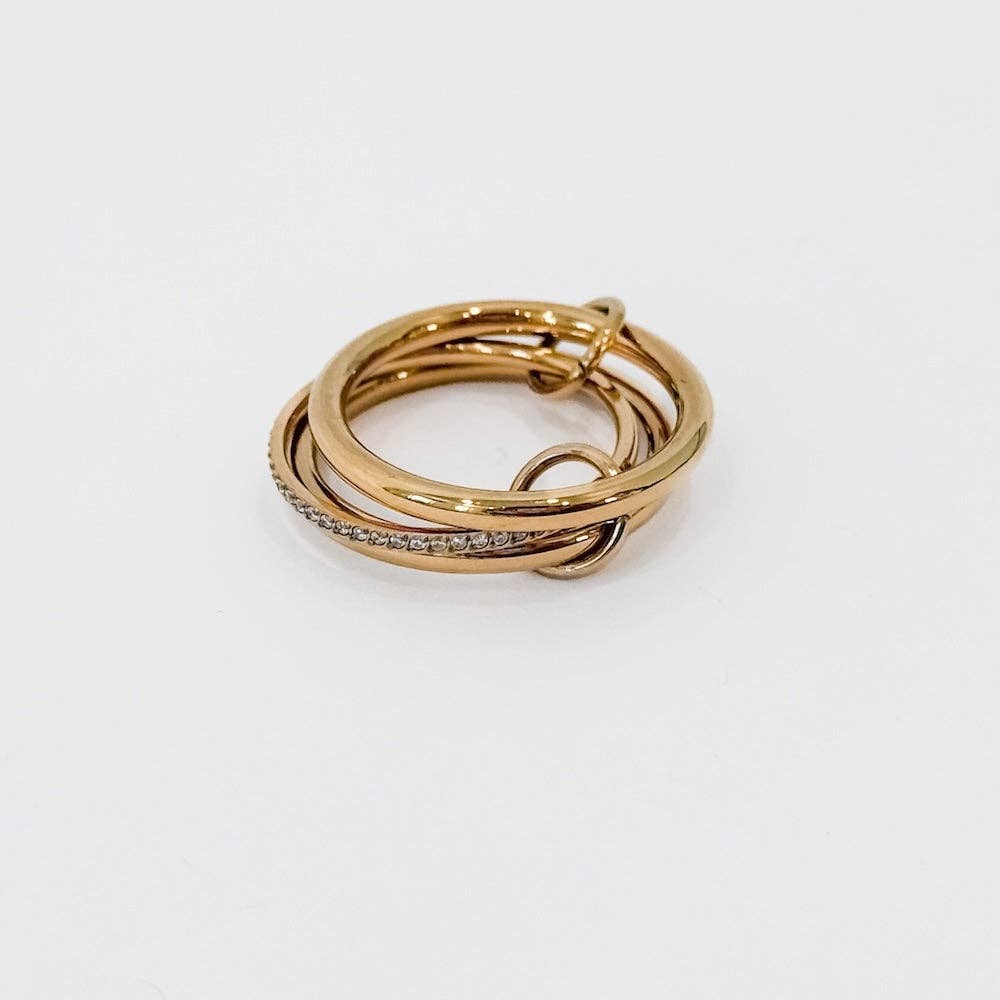 Layered In Diamonds Ring - WATERPROOF: Gold/Silver / Size 8