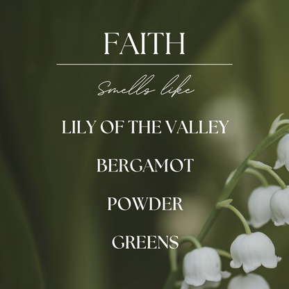 Faith | Lily & Bergamot | 9 oz. Clear Jar Soy Candle: Natural Wood Lid